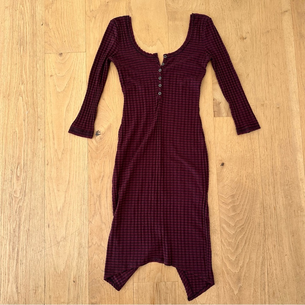 FREE PEOPLE Stripe Fitted Henley Dress